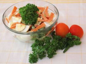 egg and ham salad dish