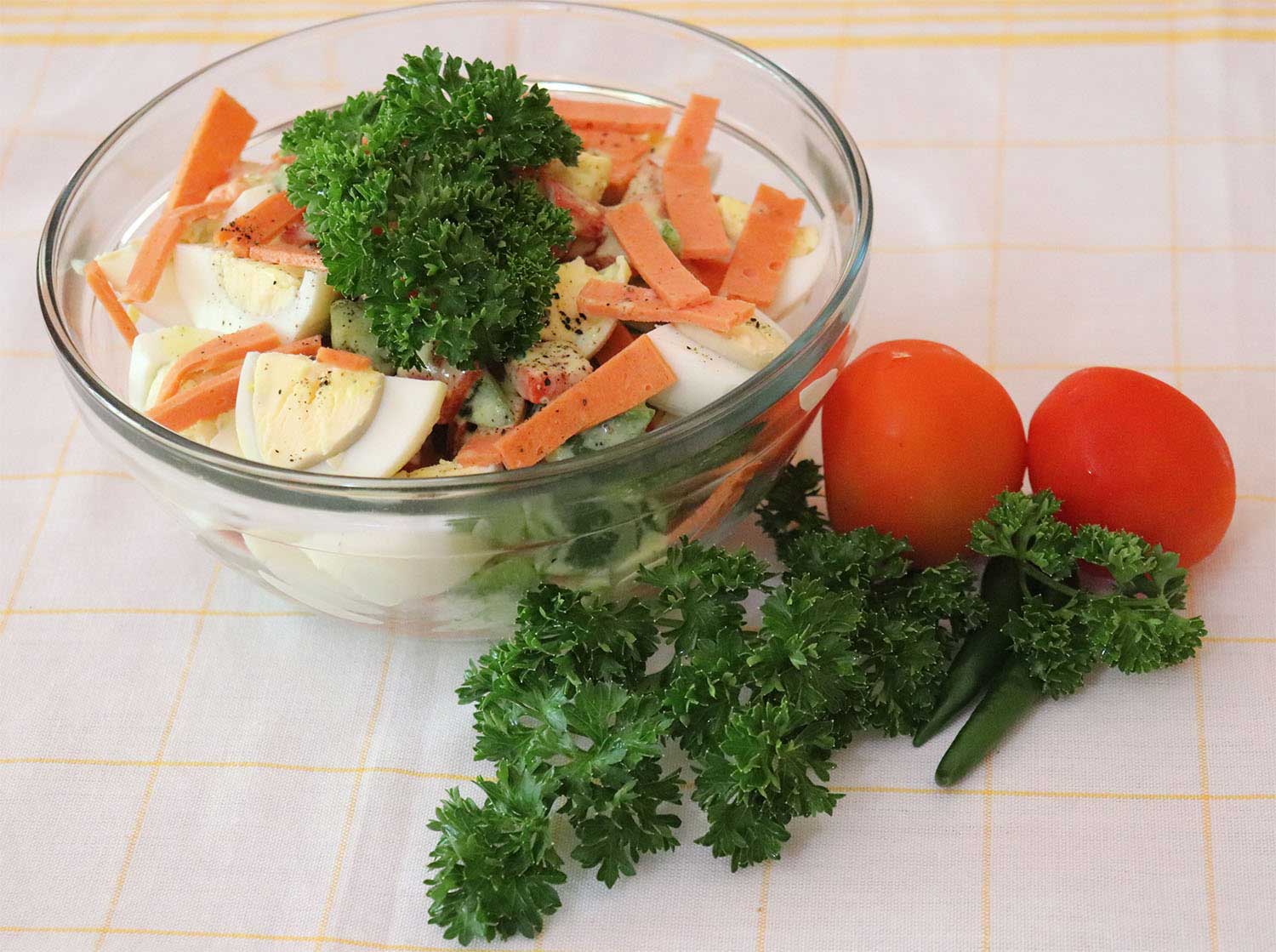 egg and ham salad dish